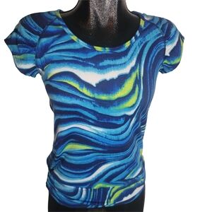 Andrea Jovine Core Blue and Green Activewear Short Sleeve Top M
